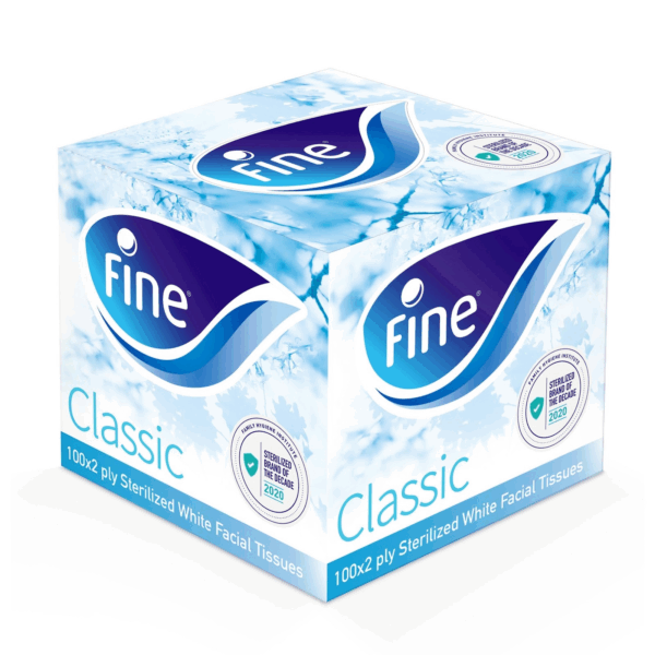 Fine Facial Tissue White Sterilized Square 2ply 100 Sheets