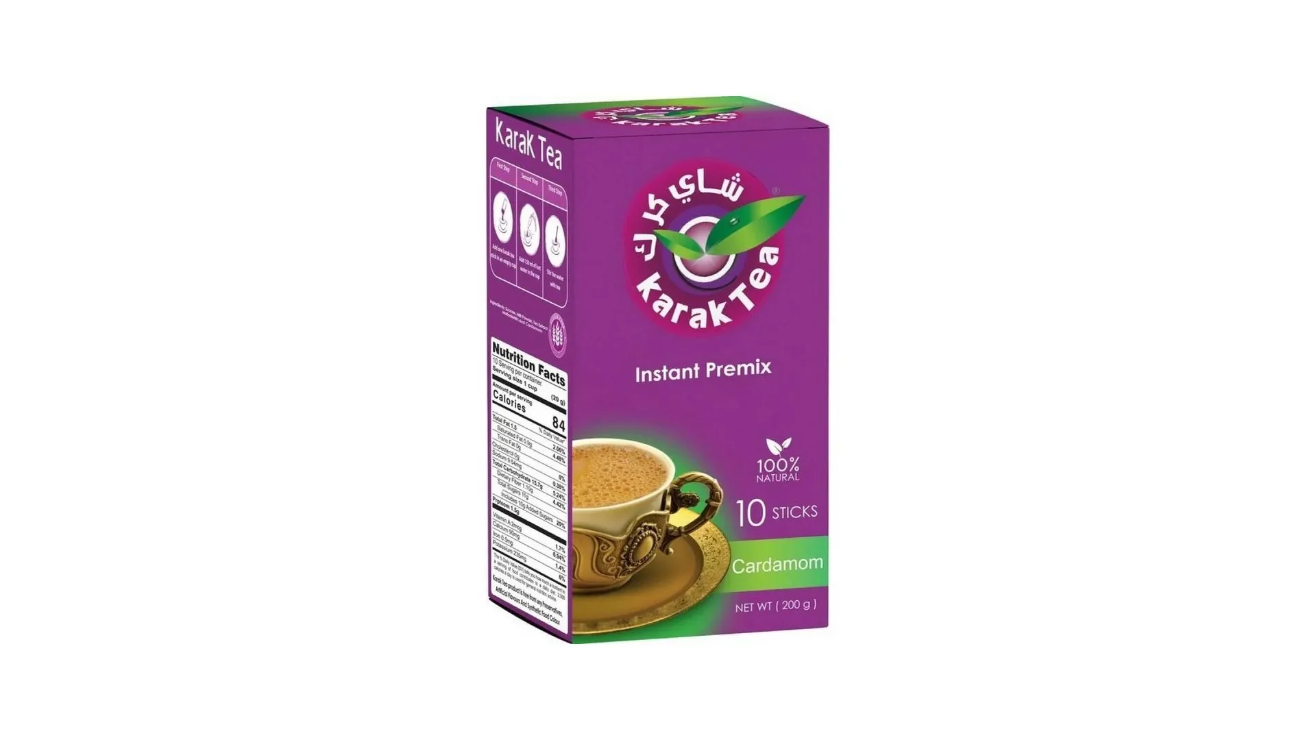 Karak Tea Instant Premix Cardamom - 200g (10 Sticks)