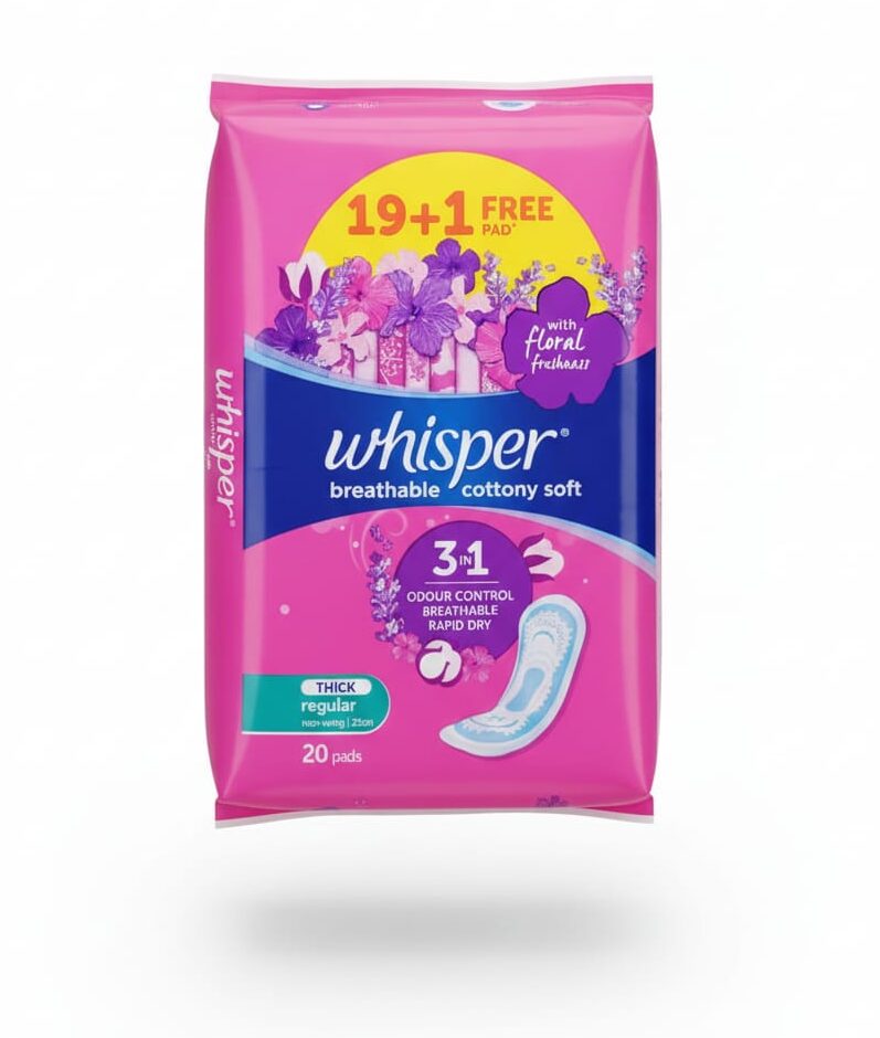 WHISPER BREATHABLE COTTONY SOFT NON- WINGS 20 PAD