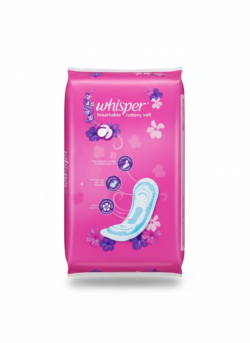 WHISPER BREATHABLE COTTONY SOFT NON- WINGS 20 PAD - Image 2