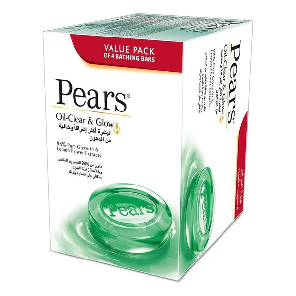 Pears Oil-Clear & Glow Soap Bar Combo Pack 125g x 4Pcs
