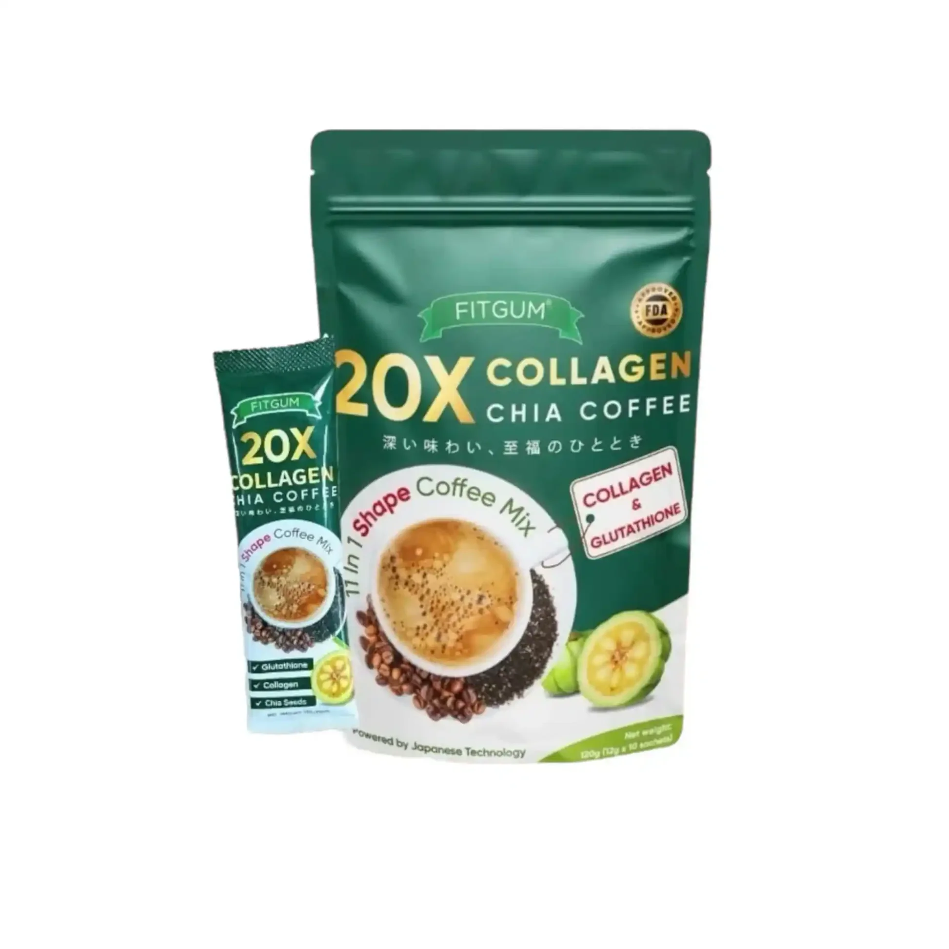 Fitgum 20X Collagen Chia Coffee Mix 10x12g