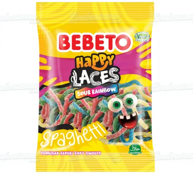 Bebeto Happy Laces Spaghetti Sour Rainbow 80g