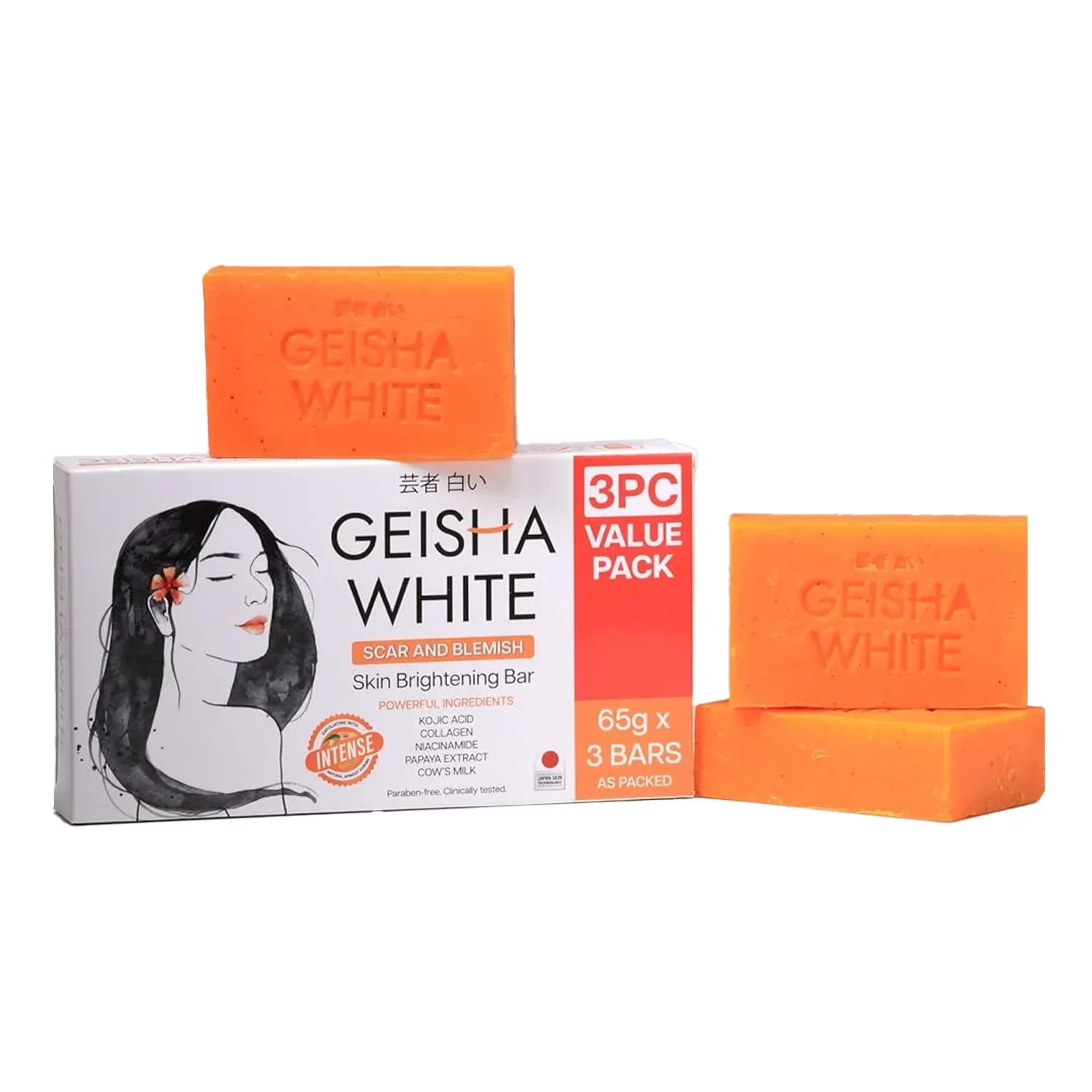 Geisha White Intense Scar & Blemish Skin Brightening Bar 3x65g