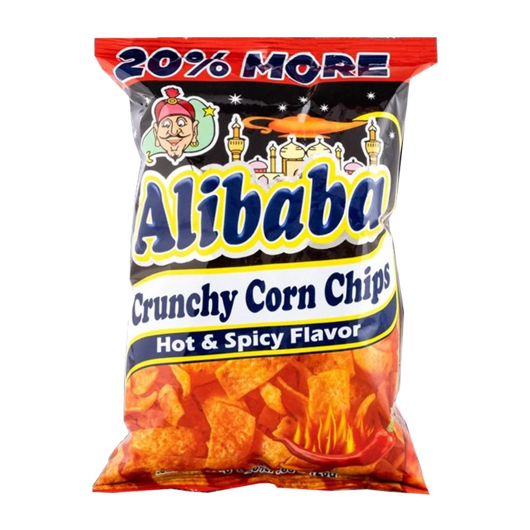 Alibaba Crunchy Corn Chips Hot & Spicy Flavor 120g